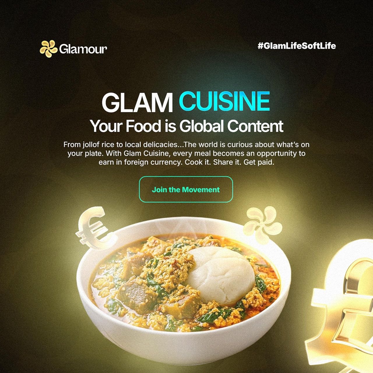 GlamCuisine feature on Glamour earning platform Nigeria