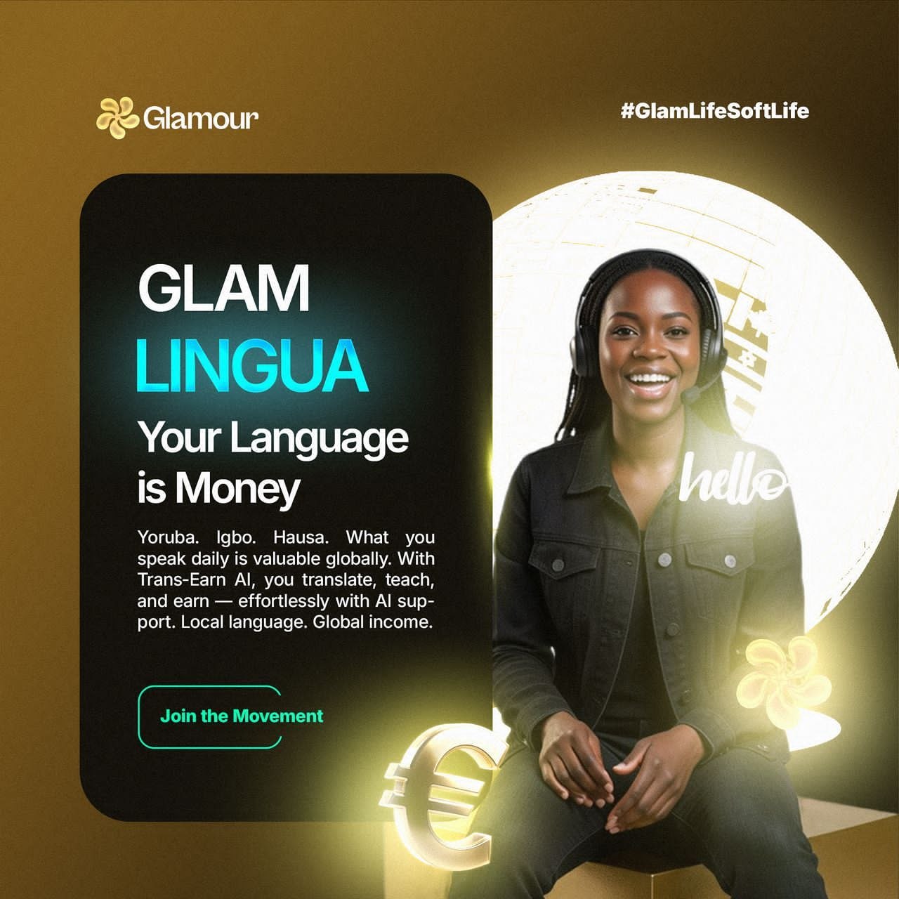 GlamLingua feature on Glamour earning platform Nigeria