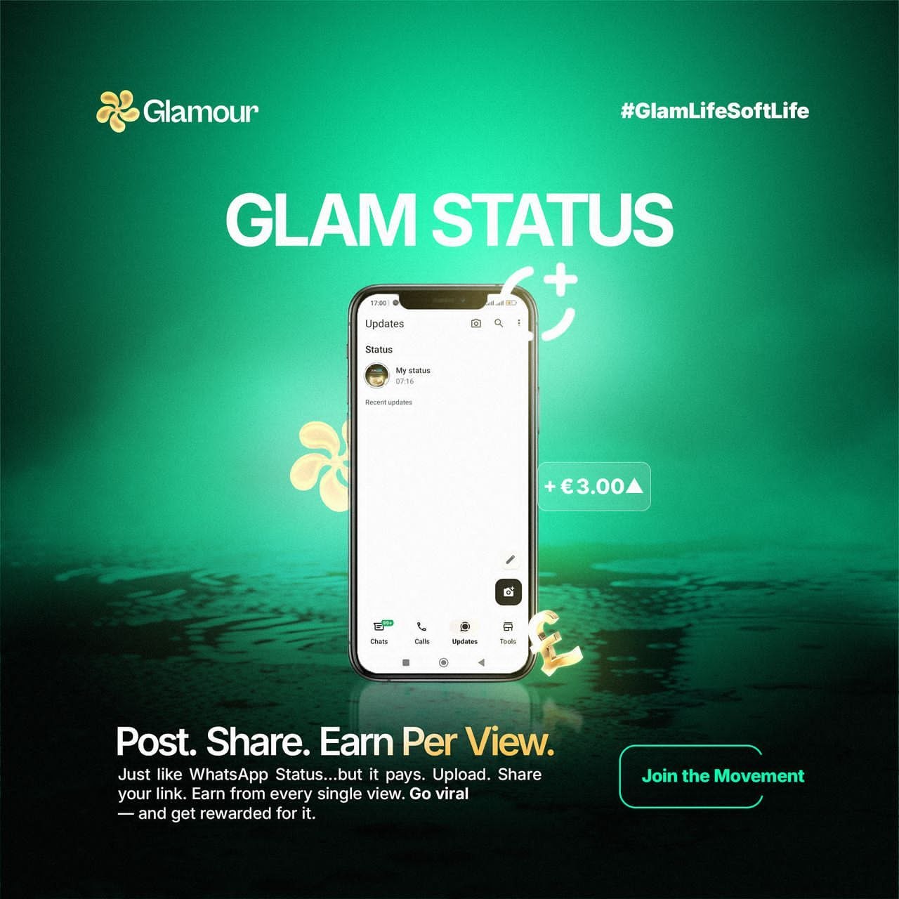 GlamStatus feature on Glamour earning platform Nigeria