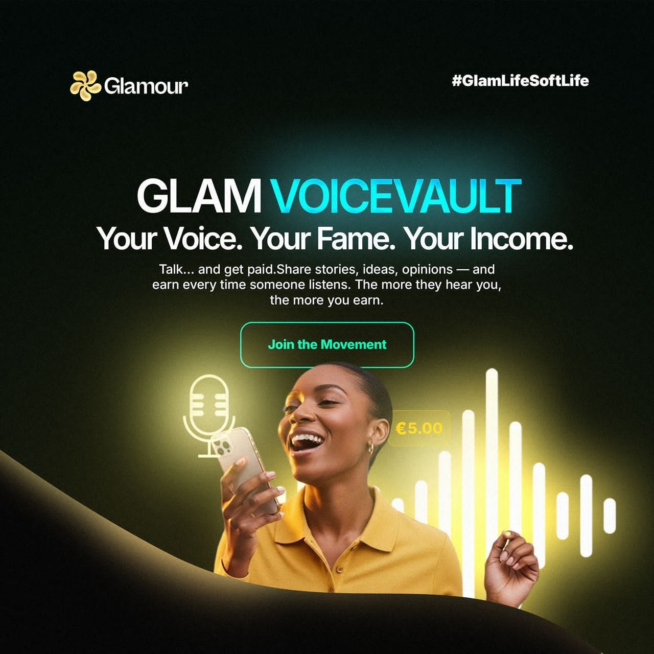 GlamVoiceVault feature on Glamour earning platform Nigeria